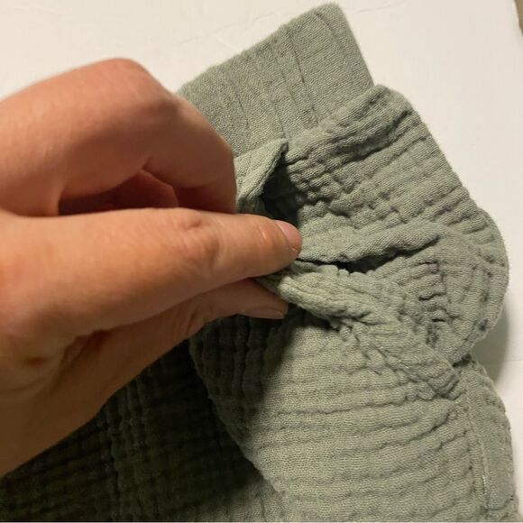 High-Rise Pull-On elastic Shorts muslin cotton gauze green XL - Picture 4 of 7